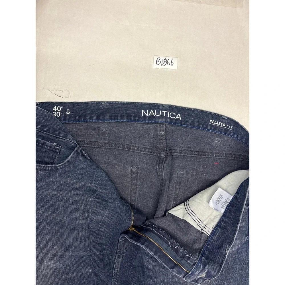 Nautica Relaxed Fit Dark Wash Blue Denim Jeans Mens‎ 40x30 Straight Leg